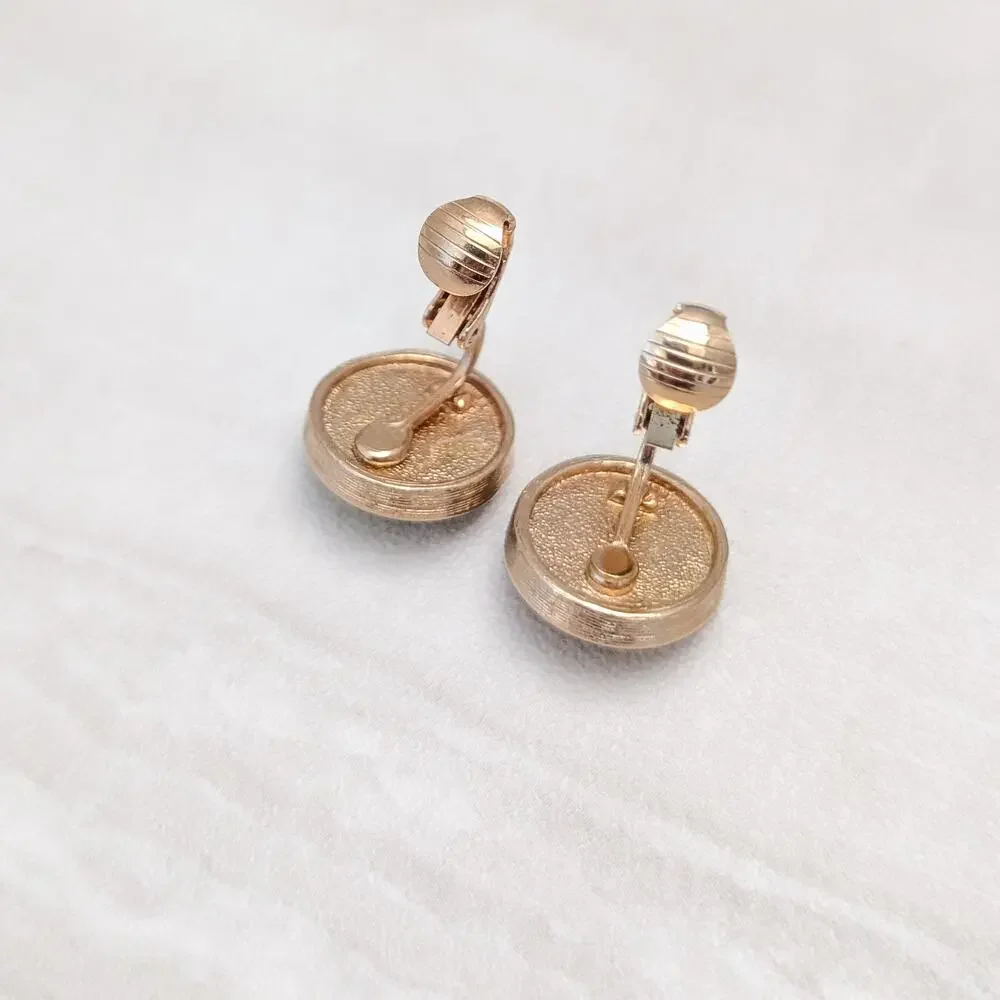 Vintage Avon Clip On Earrings Glam Iridescent Gem 5/8